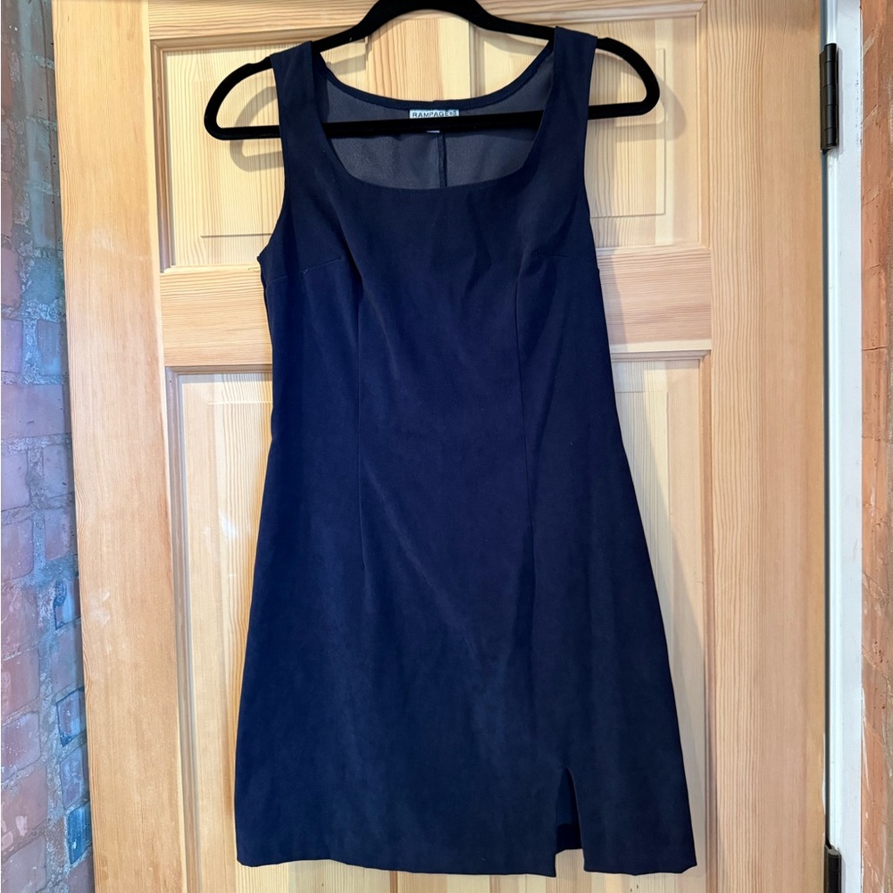 Rampage Navy Sleeveless Velvet Mini Dress